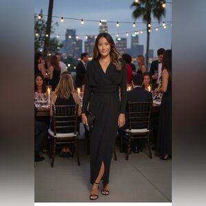 CALVIN KLEIN MJ Surplice-Neck Ruched Jersey-Knit Gown Size 4